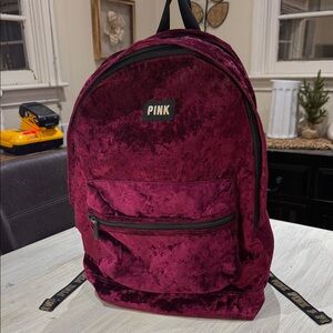 PINK Victoria's Secret Burgundy Velvet Backpack